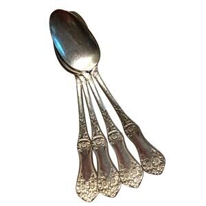 Antique silverplated teaspoons (4) Flower pattern 1906 International Silver